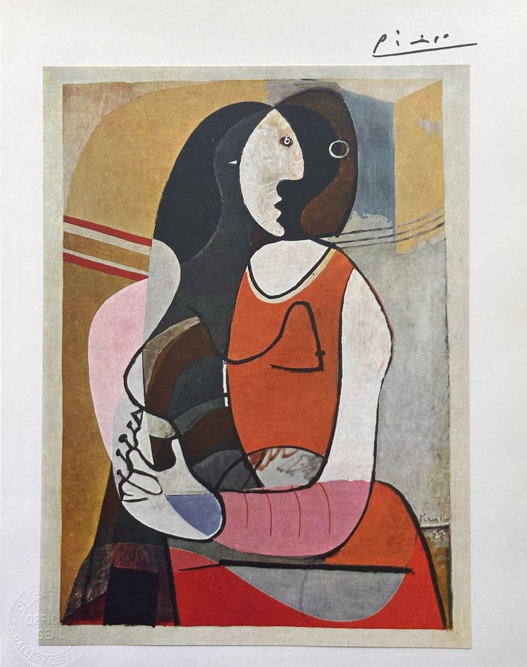 Pablo Picasso Print , Seated Woman, 1927 Original 1954 Hand Tipped ...
