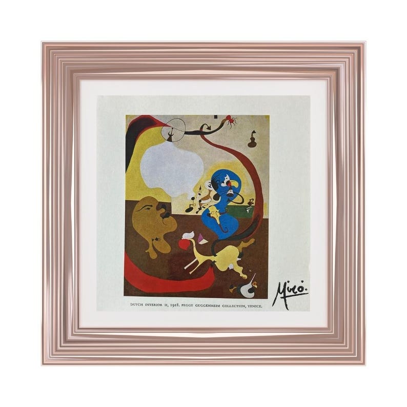 Joan Miró 1969 Vintage Print Dutch Interior II, Rare Collectible Offset
