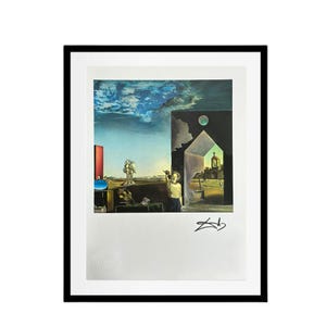 Salvador Dali Print, Suburbs of Paranoiac Critical Town - Signed Offset Lithograph, Surrealism, Vintage Art, Limited Edition