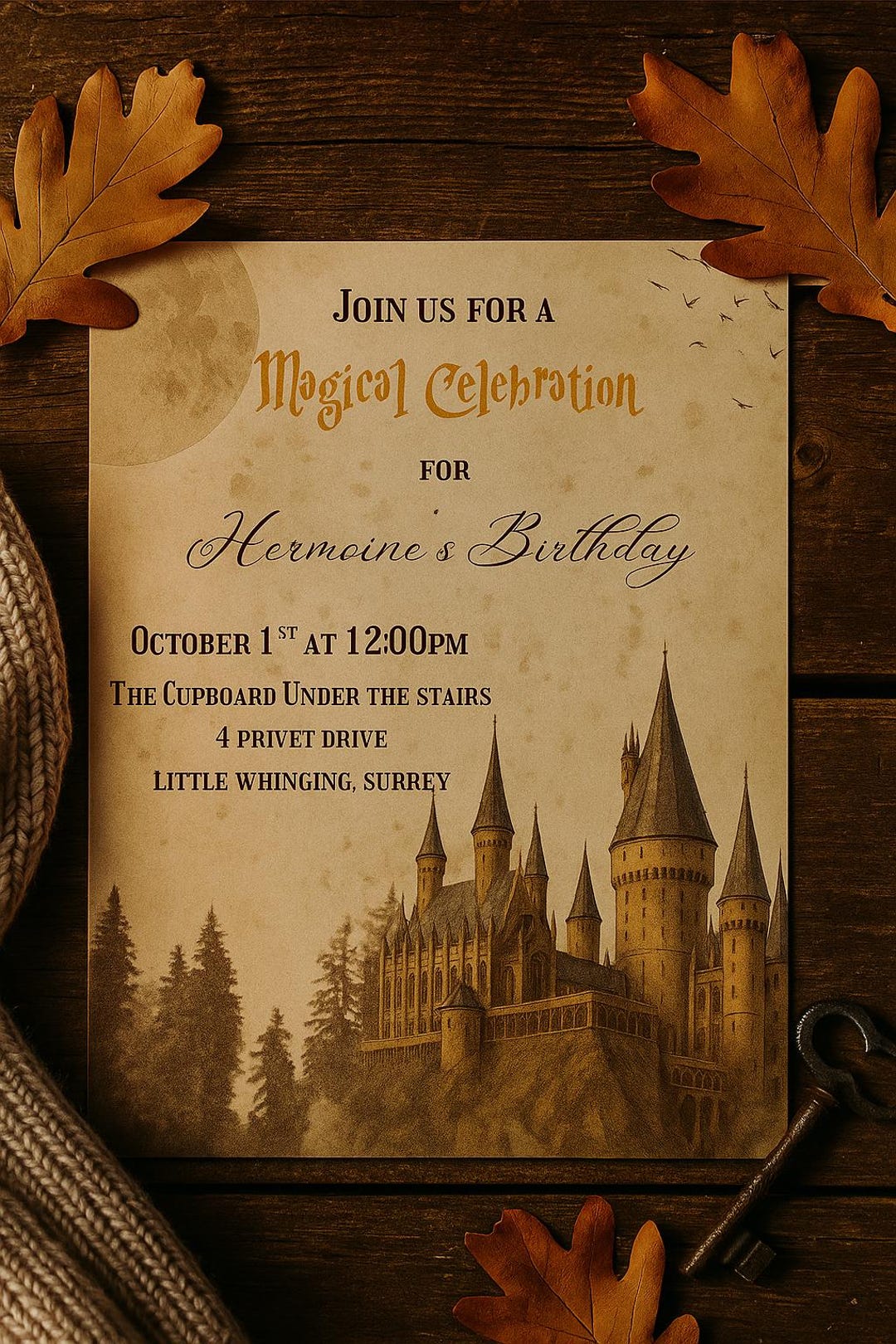 Practical Magic Invitations Wizard Themed Birthday Party Invitation, Editable Magical Theme ...