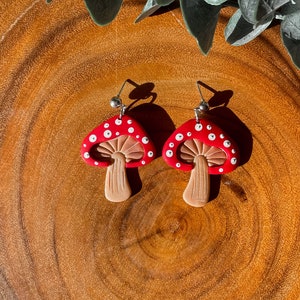 Dotted Mushrooms | Cottagecore | Mushroom Earrings | |Statement Earrings | Clay Earrings