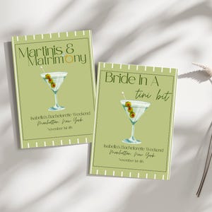 Bride In A Tini Bit Bachelorette Itinerary Template, Editable Dirty Martini Bachelorette, Bachelorette Party Canva DIY, Bundle, Customizable