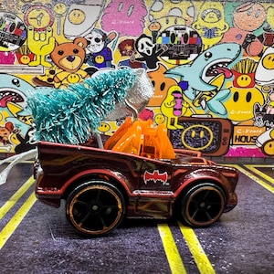 Custom Made Hot Wheels Ornament - Red Batmobile Toon’d