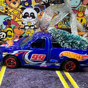 1:64 Scale Custom Made  Hotwheels Ornament - Ford F-150 SVT Lightning with Mini Tree.