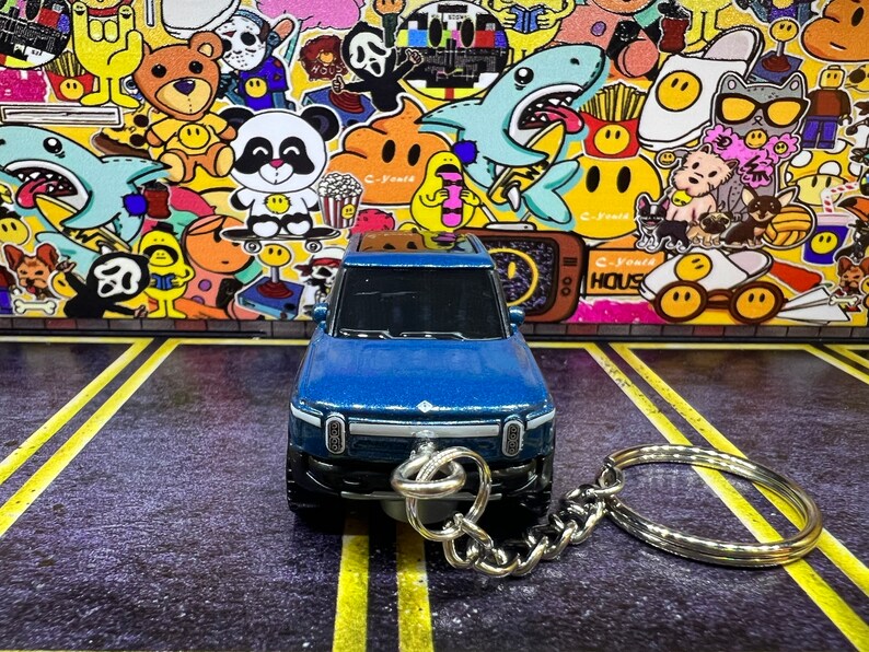 Custom Made Matchbox Keychain Blue Rivian R1T Etsy