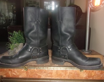 Vintage 90s 00s Frye Motorcycle Boots Harness Engineer Black