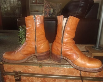 Vintage FRYE Campus Leather Boots, Zipper Chelsea Biker Boots, Men's 10.5