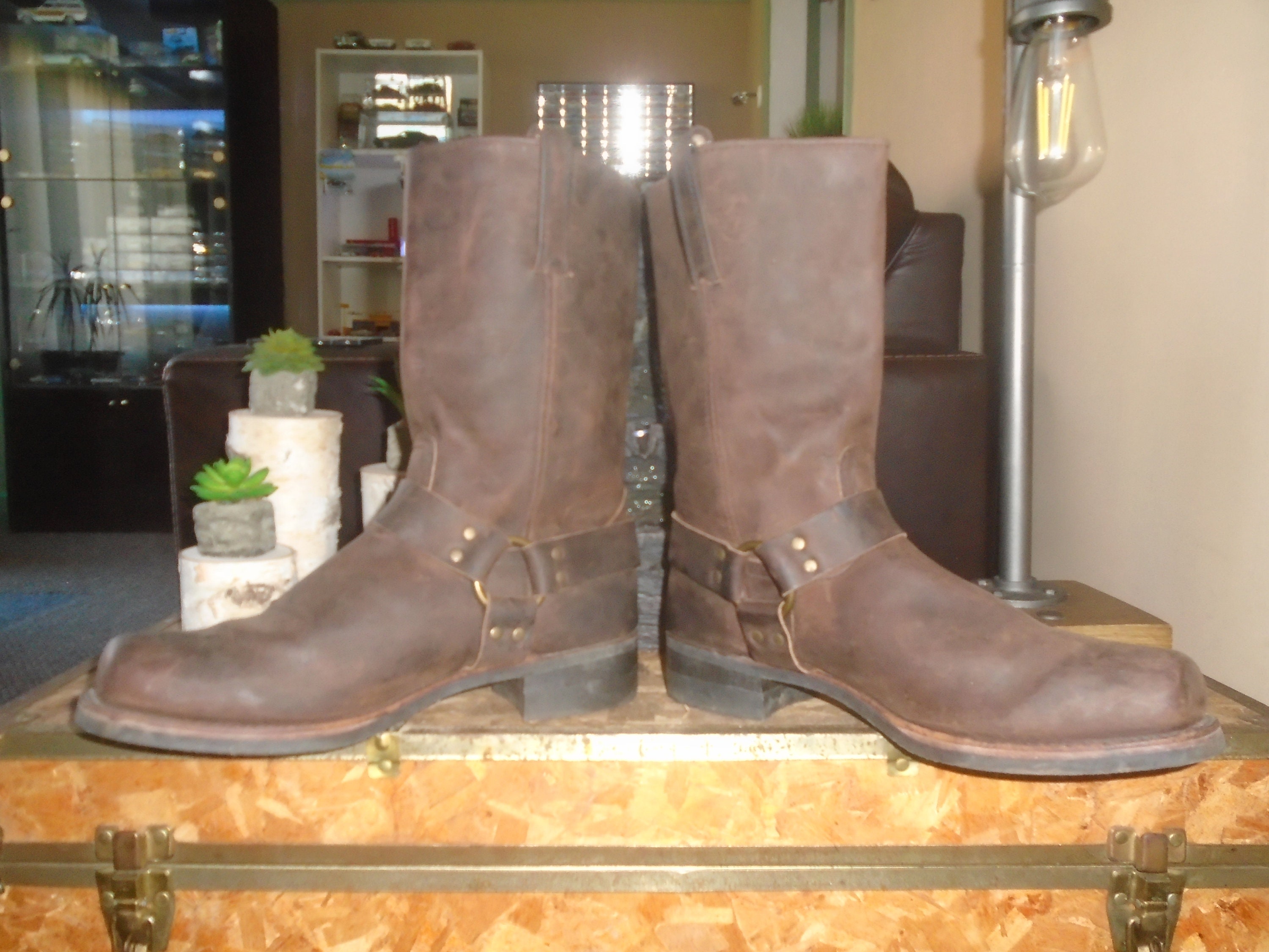 Men s Frye Harness Boots Motorcycle Boots Grunge Biker Boots