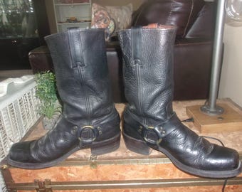 Vintage Frye Harness Boots LEATHER SOLES and HEELS Motorcycle Boots Biker