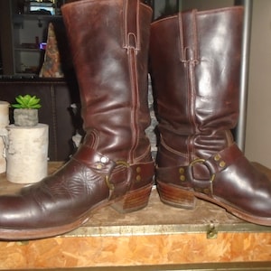 Vintage Frye Harness Boots LEATHER SOLES and Heels Motorcycle Boots Biker Boots Black Label