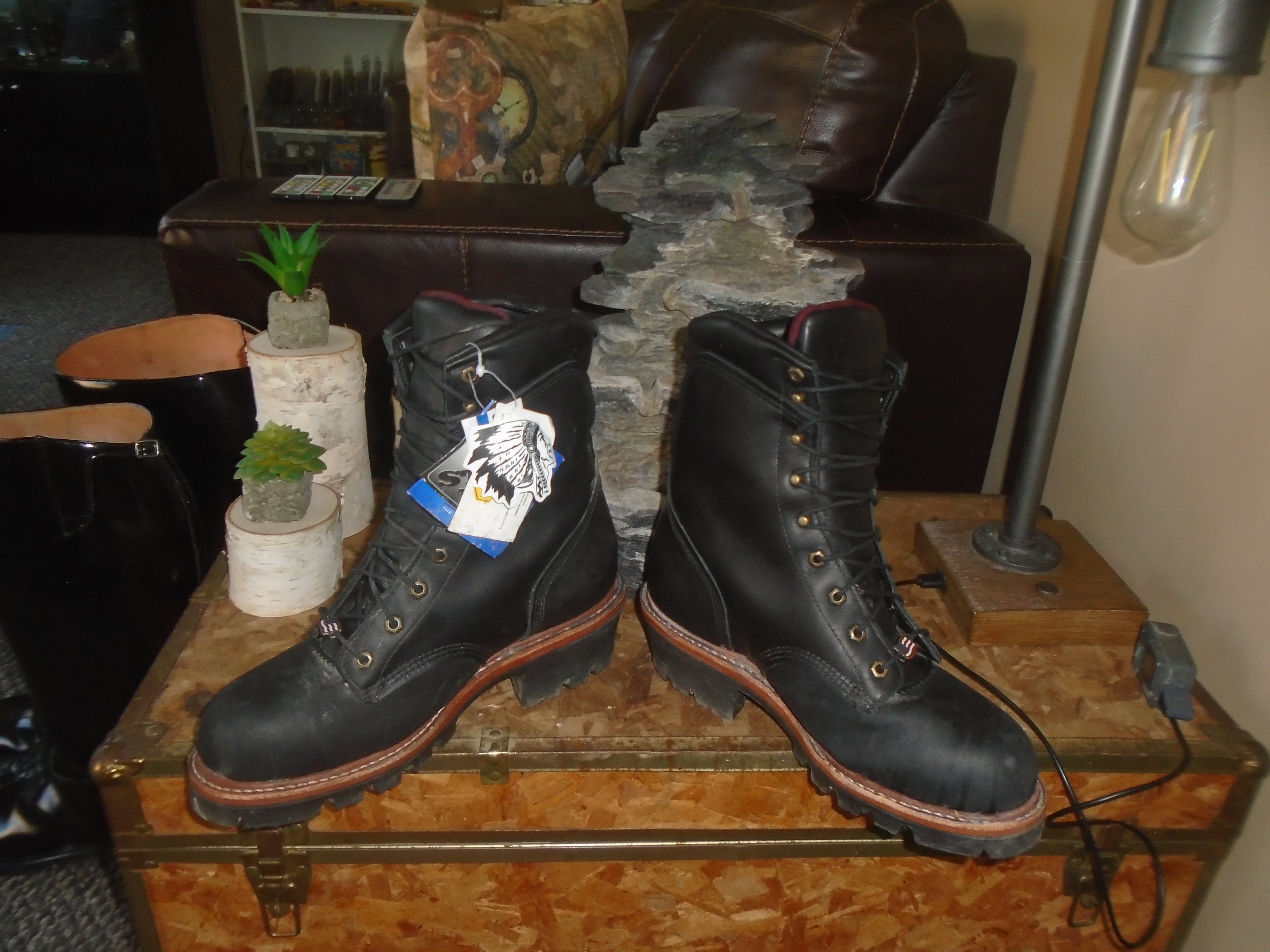 Vintage Chippewa Super Logger Boots Steal Toe Work Boots Biker