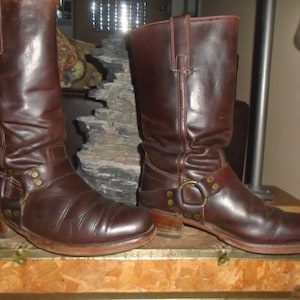 Vintage Frye Harness Boots LEATHER SOLES and Heels Motorcycle Boots ...