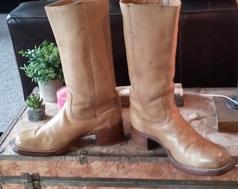 Vintage Men's FRYE BLACK LABEL Campus Boots #2552 Harness Motorcycle Boots Biker Boots