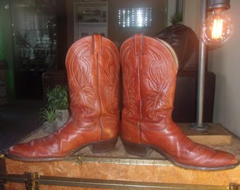 Justin True Vintage 70s White Label Fort Worth Cowboy Boots Brown Leather 9D USA Vintage Justin Fort Worth Womens Size 6 Brown Leather Cowboy  main image 4