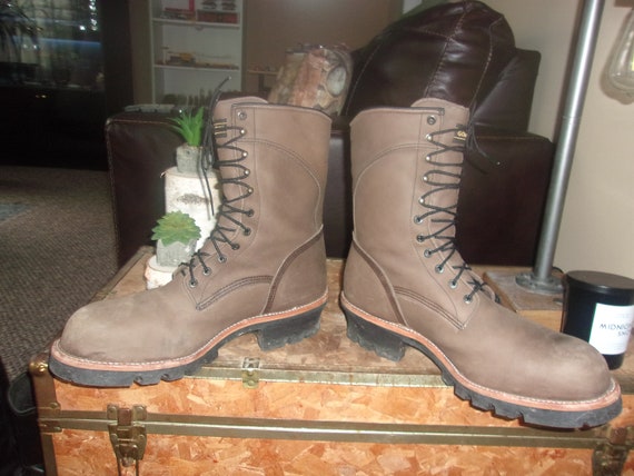 Vintage Red Wing Brown Leather Steel toe Work Shoes Mens Size 9.5 EE