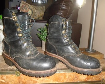 Vintage Chippewa Super Logger Boots Steal Toe Work Boots 