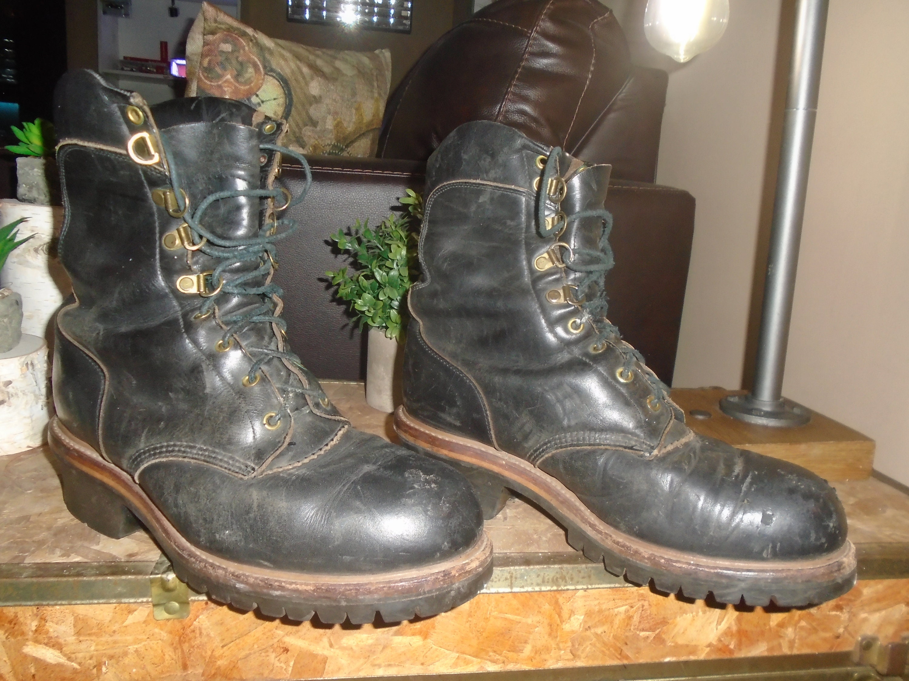 Vintage Chippewa Super Logger Boots Steal Toe Work Boots Biker - Etsy