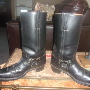 RARE Vintage Frye Harness Boots LEATHER SOLES and Heels Motorcycle Boots Biker Boots Black Label