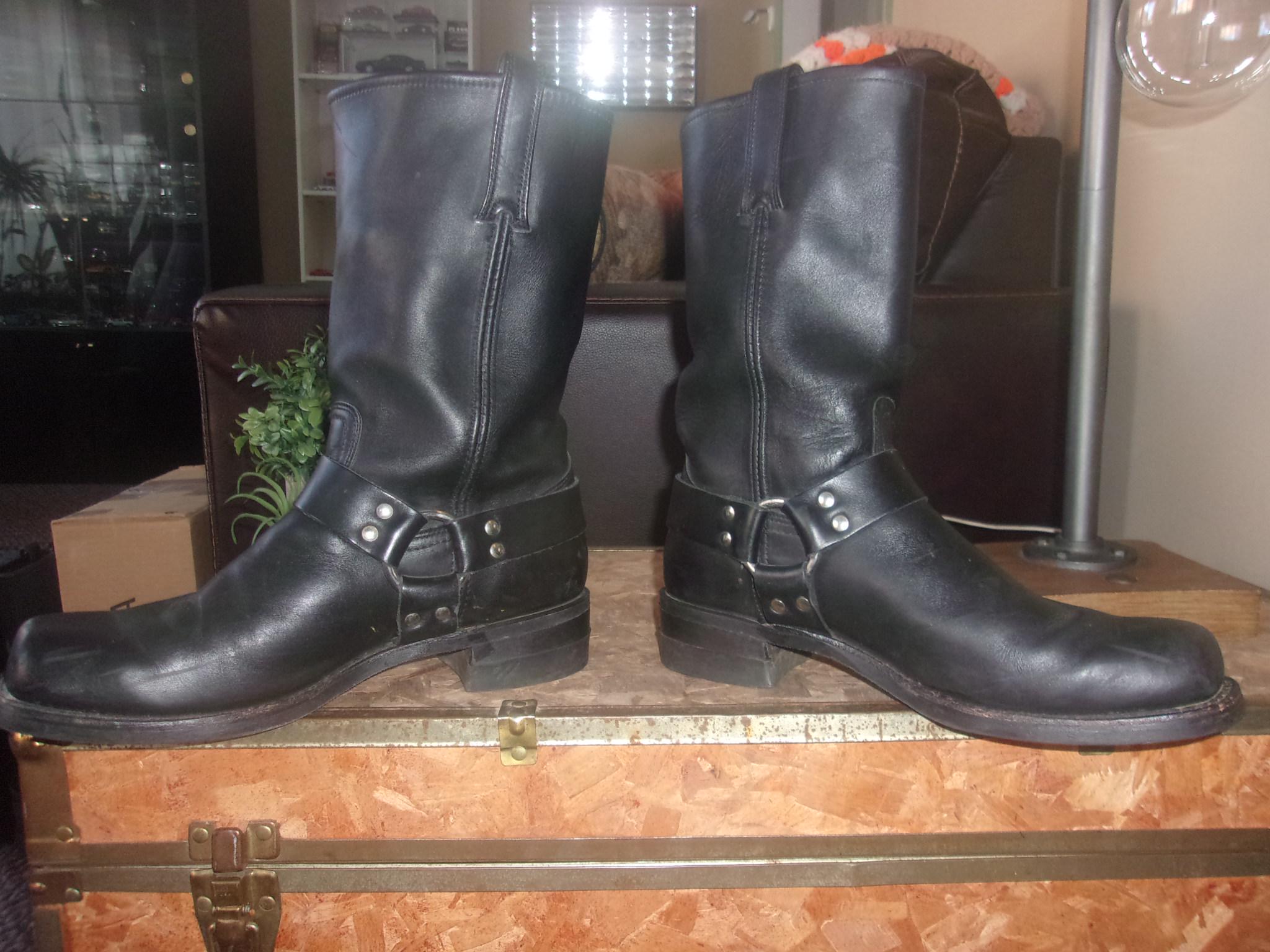 Distressed Vintage Handmade Black Leather Cowboy Moto Boots Distressed Black Vintage Cowboy Boots - Etsy main image 2
