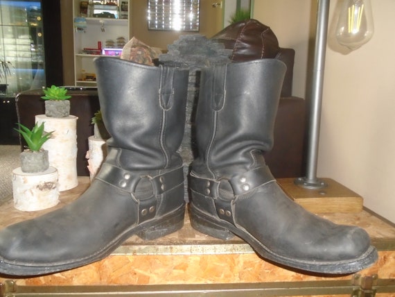 Men's USA Trashed Harness Boots Motorcycle Boots Grunge Biker Boots Engineer Boots