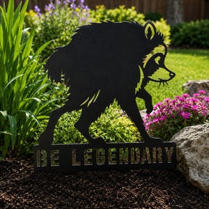 Jimothy the Raccoon Metal Garden Stake – Funny Outdoor Yard Art bild 1