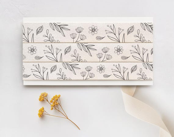 Floral Ribbon - 5/8” (15 mm), 10 yards (9 m) Cotton Tape for Wedding Decor, Rustic Gift Wrap, Nature-Themed Packaging, Bridal Favors