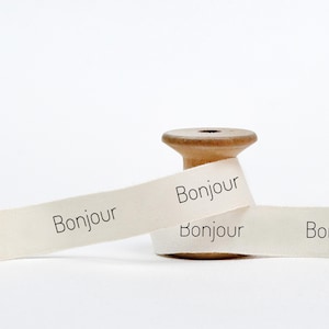 Ruban de coton Bonjour - 15 mm (5/8 po.), 9 m (10 yards) de ruban adhésif cadeau pour cadeaux sur le thème de Paris, accessoires de fête, emballage élégant