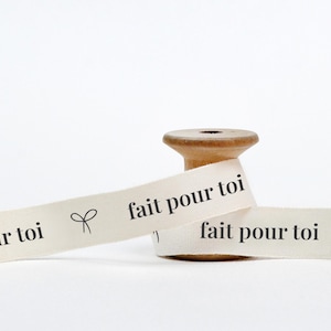 Ruban Fait Pour Toi - 15 mm (5/8 po.), 9 m (10 yards) Ruban adhésif élégant en coton français pour cadeaux faits main, emballage personnalisé, emballage spécial