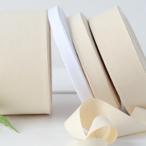 Cotton Ribbon for Labels & Print - 10 Yards (9 m) Unprinted Flat Soft Natural Tape for Handmade Packaging, Eco Friendly Gift Wrap, Organic