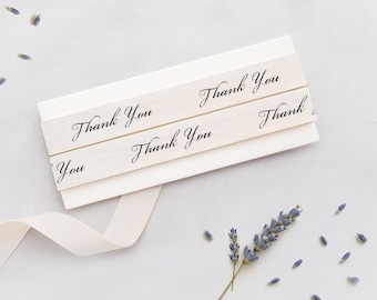 Thank You Cotton Ribbon - 5/8” (15 mm), 10 yards (9 m) Gift Wrap, Customer Thank You Tape, Wedding Favor, Small Business Packaging