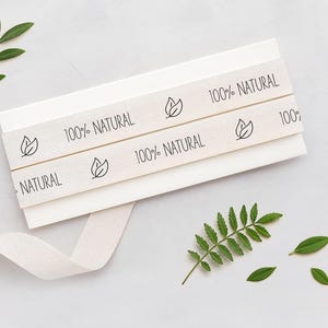 100% Natural Ribbon - 5/8” (15 mm), 10 yards (9 m) Cotton Tape for Eco Packaging, Organic Labels, Sustainable Gift Wrap, Natural Products