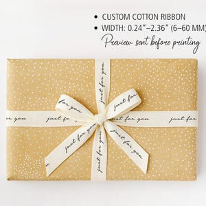Customizable &quot;Just for You&quot; Cotton Ribbon – 5/8” (15 mm), 100–1000 Yards | Wholesale Ribbon for Gift Wrap, Boutique Favors & Branding