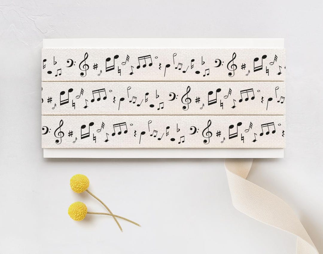 Concert Hand Ribbon Musical Notes Cotton Ribbon - 5/8” (15 Mm), 10 Yards (9 M) Black Music ...