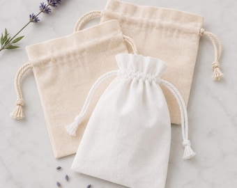 Cotton Muslin Drawstring Bags, Natural Cotton Pouch, Reusable Gift Bag, Wedding Favor, Jewelry & Sustainable Style Packaging