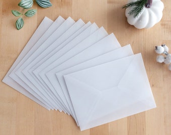 Vellum Wedding Invitation Envelopes, Glassine Translucent Greeting Envelopes, Clear Transparent Paper for Business-Gift Cards, Events