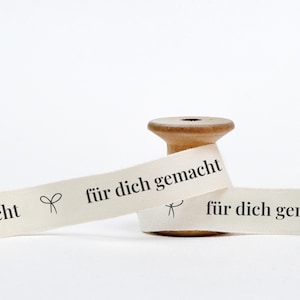 Für Dich Gemacht Cotton Ribbon - 5/8” (15 mm), 10 yards (9 m) Natural Tape for Handmade Gifts, Special Wrapping, Thoughtful Packaging