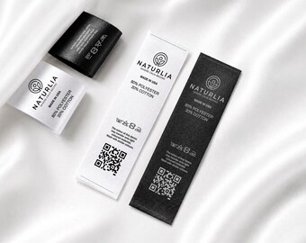 Care Labels, Personalized Satin Clothing Tags, Custom Sew-in Fabric Labels with Logo, Wash Instructions