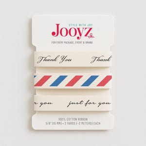 Thank You Ribbon Set | 3 Pack 5/8" (15mm) Cotton – Just For You, Air Mail, Thank You – Gift Wrap, Greeting Cards, Small Business Packaging