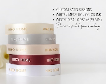 Customized Satin Ribbon – 100 Yards Screen Printed with Logo or Name | Metallic Gold, Silver or White Ink for Branding, Events & Weddings