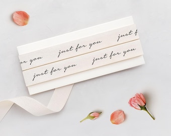 Just For You Cotton Ribbon - 5/8” (15 mm), 10 yards (9 m) Gift Wrapping Tape, Special Occasion, Personalized Gifts, Elegant Packaging