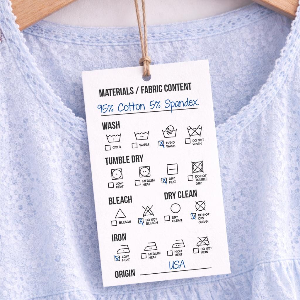 Laundry Tags Clothing Hang Tags With Wash Symbols, Writable Care Labels, Markable ...