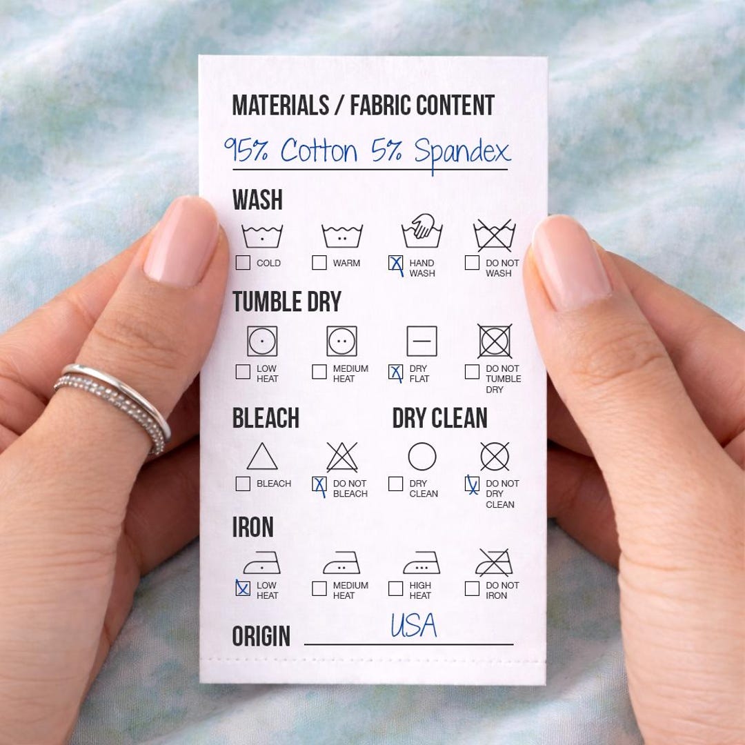 Washable Rug Label Wash Instructions Labels, Writable Care Labels With Symbols, Custom ...