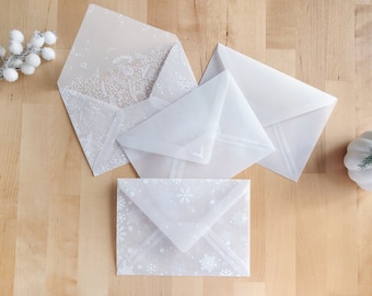 Gepersonaliseerde perkamentenveloppen | Enveloppen voor huwelijksuitnodigingen, wenskaarten | Op maat gemaakte transparante/pergamijnenveloppen