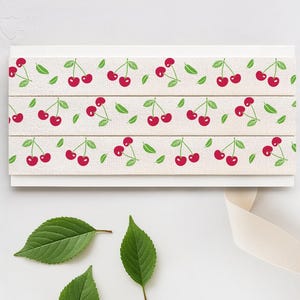 Cherry Ribbon - 5/8” (15 mm), 10 yards (9 m) Cotton Tape for Summer Gifts, Fruit-Themed Packaging, Jar Labels, Party Decorations