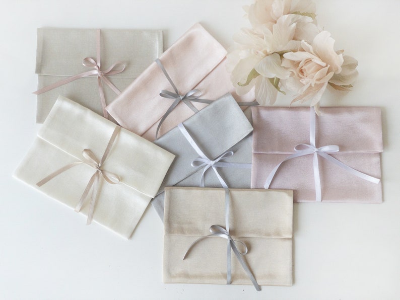 Satin Fabric Envelopes for Wedding Invitations, Greetings, Business and Gift Cards, Washable Cotton-Satin Fabric Envelopes for Events