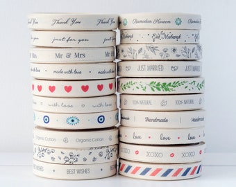 Printed Cotton Ribbon, 100% Natural Tape in Various Prints, 5/8 (15 mm) Wide Fabric Wrapping Ribbon for Party, Event, Wedding Gifts, Favors