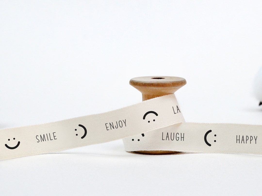 Smile Ribbon With Happy Words - 5/8” (15 Mm), 10 Yards (9 M) Cotton ...
