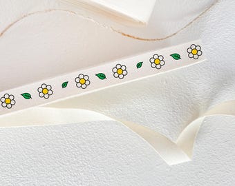 Gänseblümchen bedrucktes Baumwollband - 3/8 "(10 mm), 10 Yards (9 m) Frühlings-Blumen-Twillband für Hochzeiten und Geschenkverpackungen