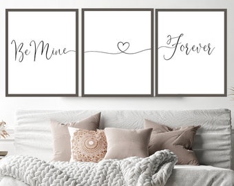 Modern Art Quote Print for Bedroom Wall Art For Couples Behind Bed Love Print Wall Decor Gallery Art Set of 3 Love Quote Bedroom Print Quote