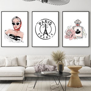 Paris Print Vogue Wall Art Trendy Fashion Poster Modern Parijse kunstwerk voor vrouw Parfum Print Art Nouveau Canvas Fashion Posh Printable